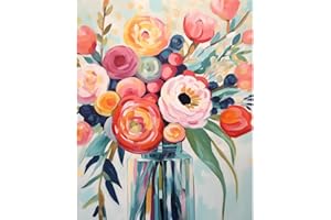 Natuyalo Flowers Paint by Numbers Kit for Adults - Flowers in a Vase Paint by Number on Canvas Without Frame, DIY Acrylic Painting for Ideal Gift Home Wall Decor (16x20 Inch)