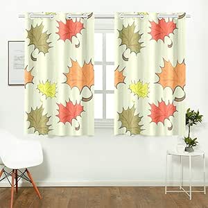 Bedroom Curtain Lights Autumn Leaves Room Darkening ... on {keyword}