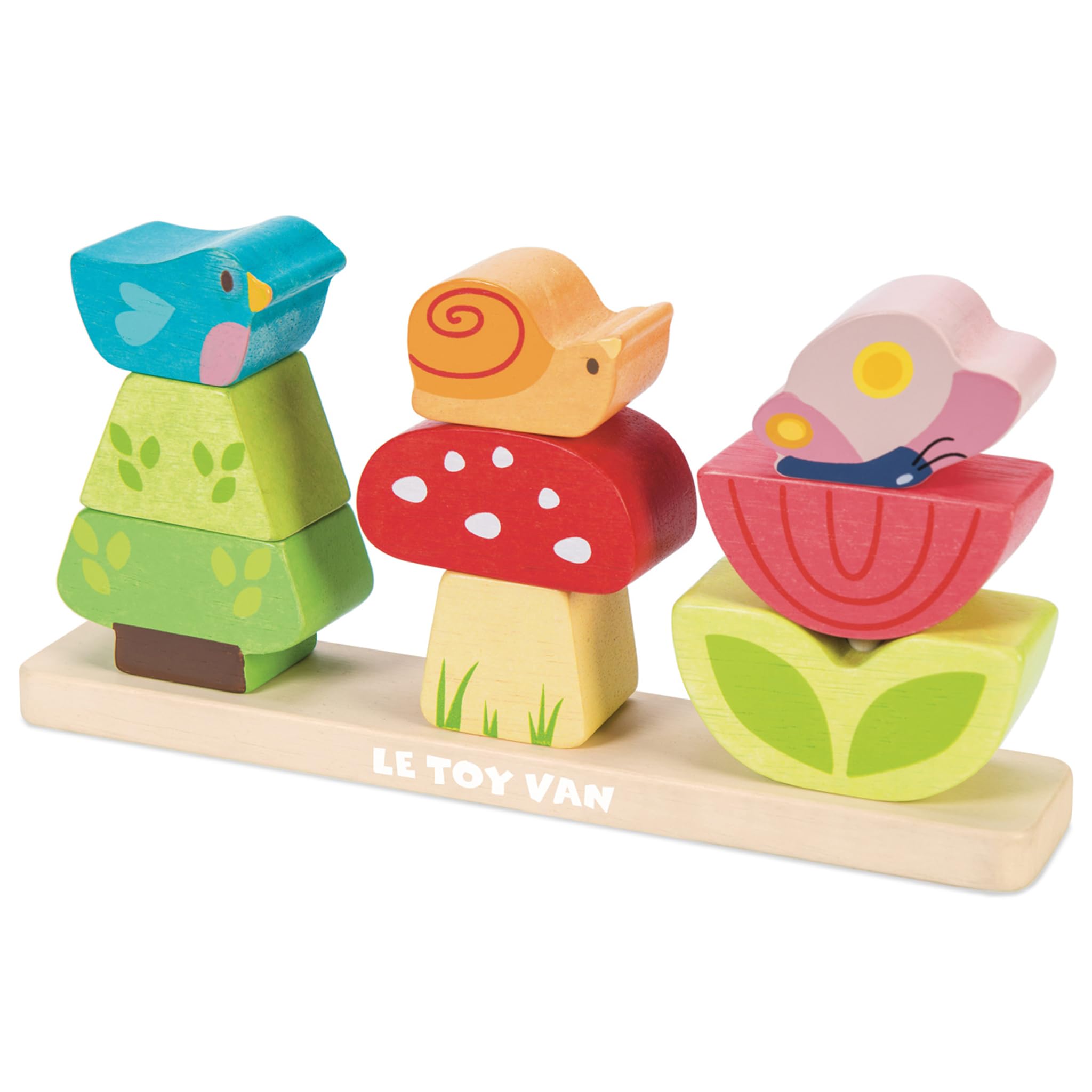 Le Toy Van - Wooden Educational Petilou My Stacking Garden Toy | Baby Sensory Montessori Toddler Learning Toy - Suitable For 12+ Months