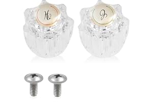 STARFA LAB 2PCS Clear Acrylic Faucet Handles Knobs Replacement Kit,Bathtub Sink Faucet Rebuild Trim Set Compatible with Delta Delex Peerless Faucets,Includes Screws
