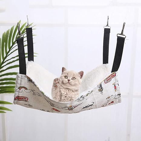 Amazon Co Jp Urijk猫ハンモック ベッド キャットハンモック 猫 ケージ 椅子の下用 両面使用 マットペット用品 ヒモ調節可能 遊び場 冬夏兼用 丸洗い 通気性抜群 漫画の白 M 35x35cm Urijk ホーム キッチン