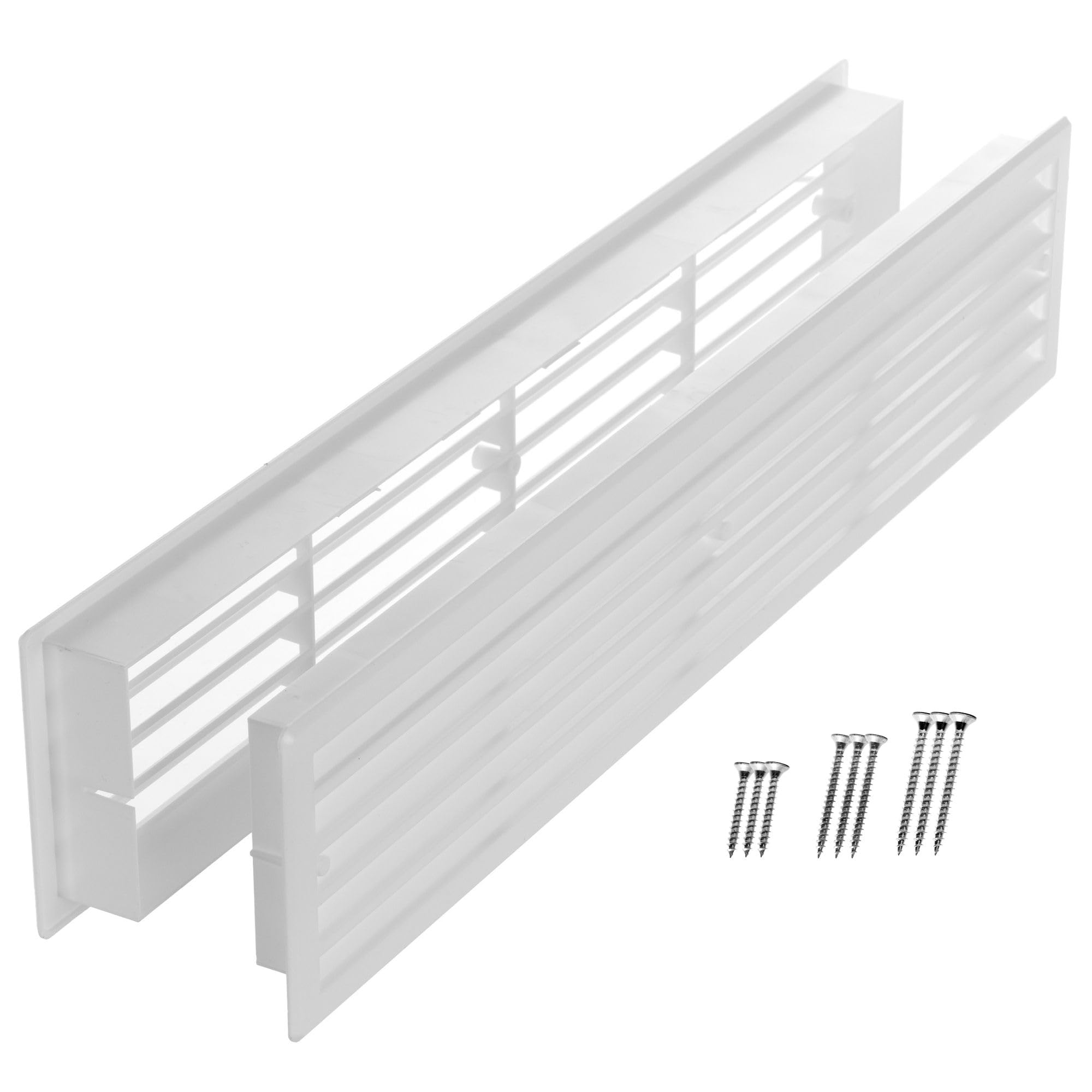 LIRAST 450x92mm Door Vents for Interior Doors Two Sided - 17.7x3.6 inch White Interior Vent Cover with Screws - Plastic Ventilation Grille - Bathroom Air Register
