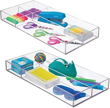 Amazon Com Mdesign Plastic Divided Drawer Organizer For Home