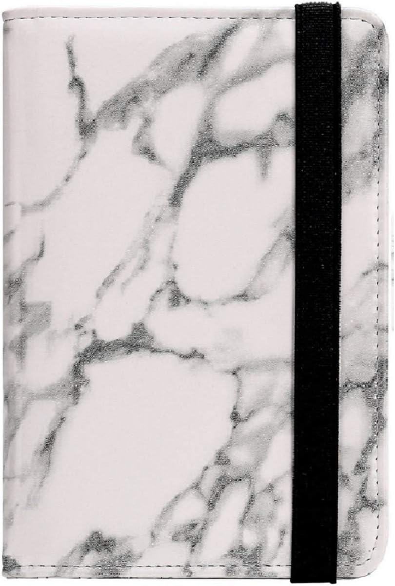 Passport Holder Cover Wallet Case - DESERTI BRANDS Leather RFID Blocking For Women Men - white marble