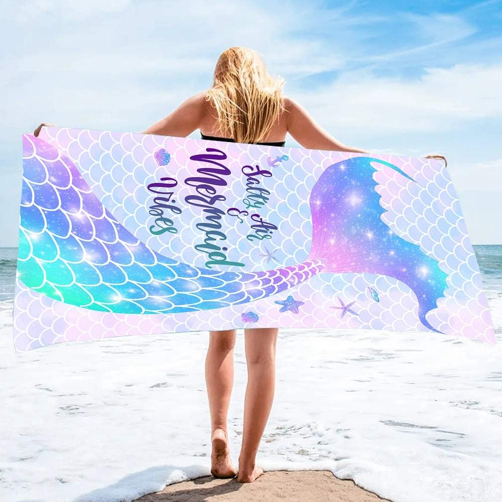 Bonsai Tree Mermaid Beach Towel, Mermaid Tail Cute