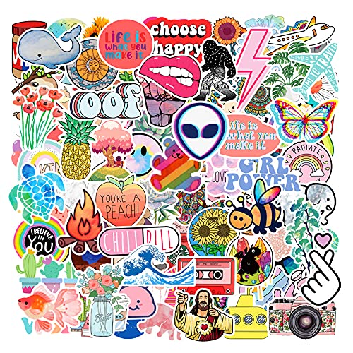 100PCS Cute Stickers for Water Bottles, Assorted Funny Vsco Aesthetic Stickers Packs, Vinyl Waterproof Decals for Computer Skateboard Luggage Laptop, Perfect Presents for Kids, Teens, Adults