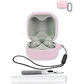 Case for Sony LinkBuds Fit Truly Wireless Noise Canceling Earbud Headphones(Model Number:WFLS910NW),Soft Protective,BOVUGAC Silicone Case Cover with Keychain & Cleaning Kit & Lanyard-Pink