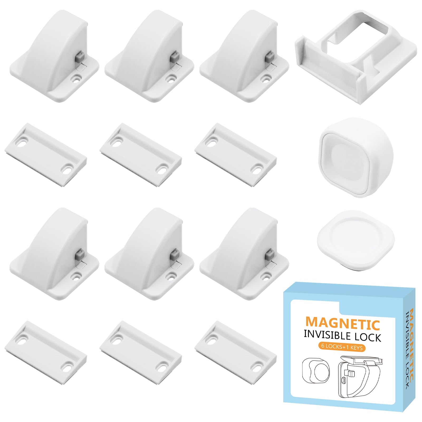 Photo 1 of CUXFLS Magnetic Cabinet Locks for Baby Safety, Children Proof Cupboard Drawers Latches, Safe & Easy Install, Multi-Purpose Adhesive No Need for Screws or Tools(6 locks and 1 Key)