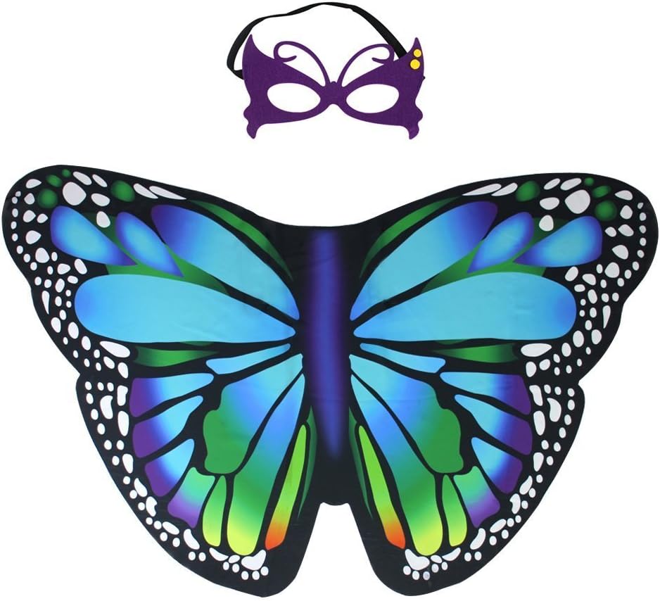 iROLEWIN Kids Butterfly Wings Mask Costume for Girls Halloween Dress up Party Favors