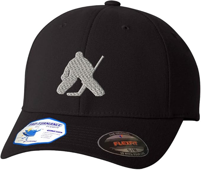 Hockey Goalie Style 2 Flexfit Adult ProFormance Branded Hat Black Small/Medium Amazon.ca