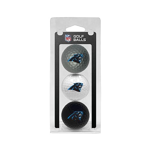 Team Golf NFL Carolina Panthers 3 Golf Ball Pack Regulation Size Golf Balls, 3 Pack, Full Color Durable Team Imprint