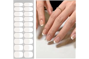 Oauee Semi Cured Gel Nail Strips | 20 Gel Nail Stickers | For Uv/Led Manicure Lamps | Salon Quality, Easy Application And Removal(Pink And White Basic Style)