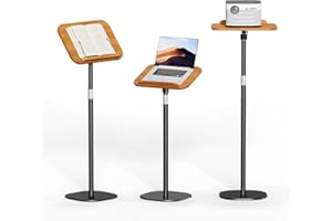 CABTE Book Stand for Reading with 360° Rotating, Height Adjustable from 22-51in,Book Holder with Page Paper Clip for Cookbooks,Music Scores,Textbook,Laptop, Projector etc.Made of Sturdy Metal Build (Black)