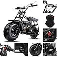 FRP Mini Dirt Bike GMB100, 99CC Gas Powered Kids Bike 4-Stroke 3HP, Off-Road Mini Bikes for Kids/Adult, Trail Bike Up to 28 Mph, Weight Support Up to 220 LBS (Black)