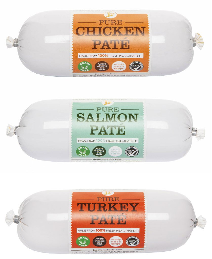 5 x 400g JR Pet Products Pure Pate Pâté Complete Dog Food Variety Pack (2 x Chicken 2 x Turkey 1 x Salmon)