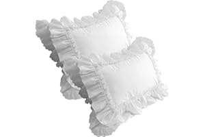 2Pcs Ruffle Pillow Case, 19x29 Inch Cotton Soft Pillow Cases with Lace, Vintage Home Essentials for Bedroom, Bed, Ruffle Case