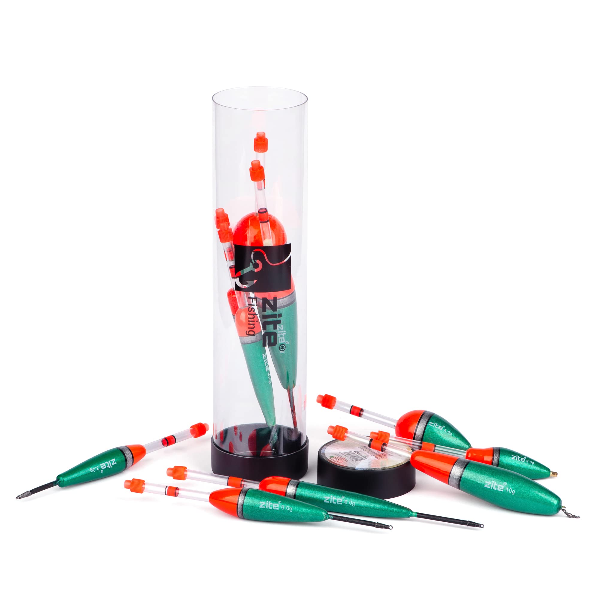 Zite Fishing Glow-Stick Floats Assortment – 10 Swimmers for Night Fishing – Eel Predatory Coarse Fish Floats Set