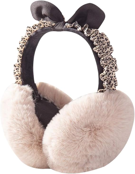CACAZI Women Bowknot Earmuffs Cute Foldable Leopard Print Earmuffs Ear