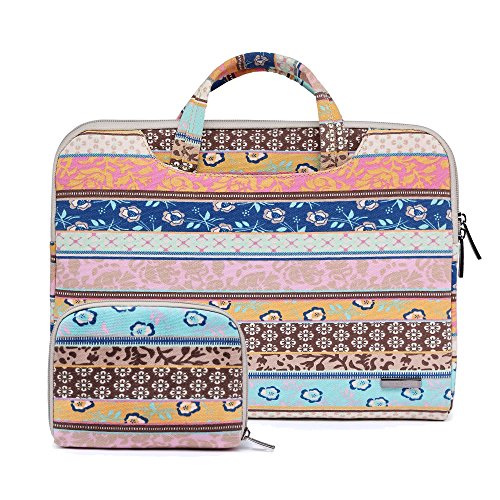 fdsmall 13.3 Inch Laptop Case, Canvas Computer Bag Case, Protective Notebook Case, Briefcase Cover, Carrying Case, Compatible with MacBook Air, MacBook Pro, Tablet PC, Ultrabook, Netbook (Pink)