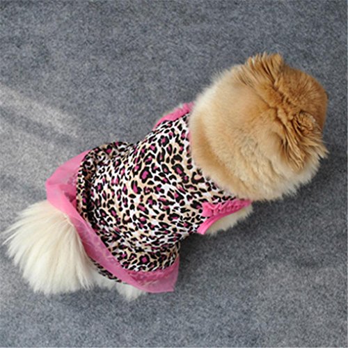 Fabal Summer Casual Pet Dog Clothes Puppy Apparel for Small Dogs Leopard Print (XS, Pink) - Thumbnail 3