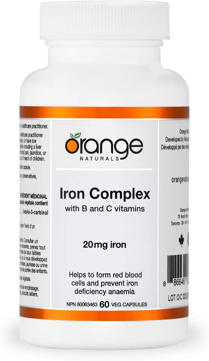 Orange Naturals Iron Complex 20 mg Vegetable Capsules, 60