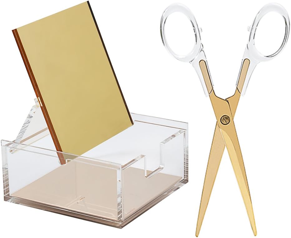 Draymond Story Gold Acrylic Desktop Stationery 1) Built-in Mirror Box 1) Scissors