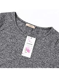 Luranee - Camiseta de yoga para mujer, manga larga, cuello redondo, casual, holgada, para gimnasio, deporte