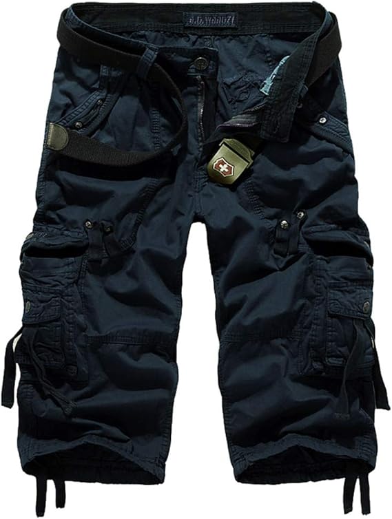 Amazon Lanbaosi カーゴパンツ メンズ 夏用 チノパン 7分丈 ミリタリー 作業着 ズボン ショート パンツ ゆったり クロップドパンツ カジュアル アウトドア 登山 バイク用 ミディアムパンツ 通販