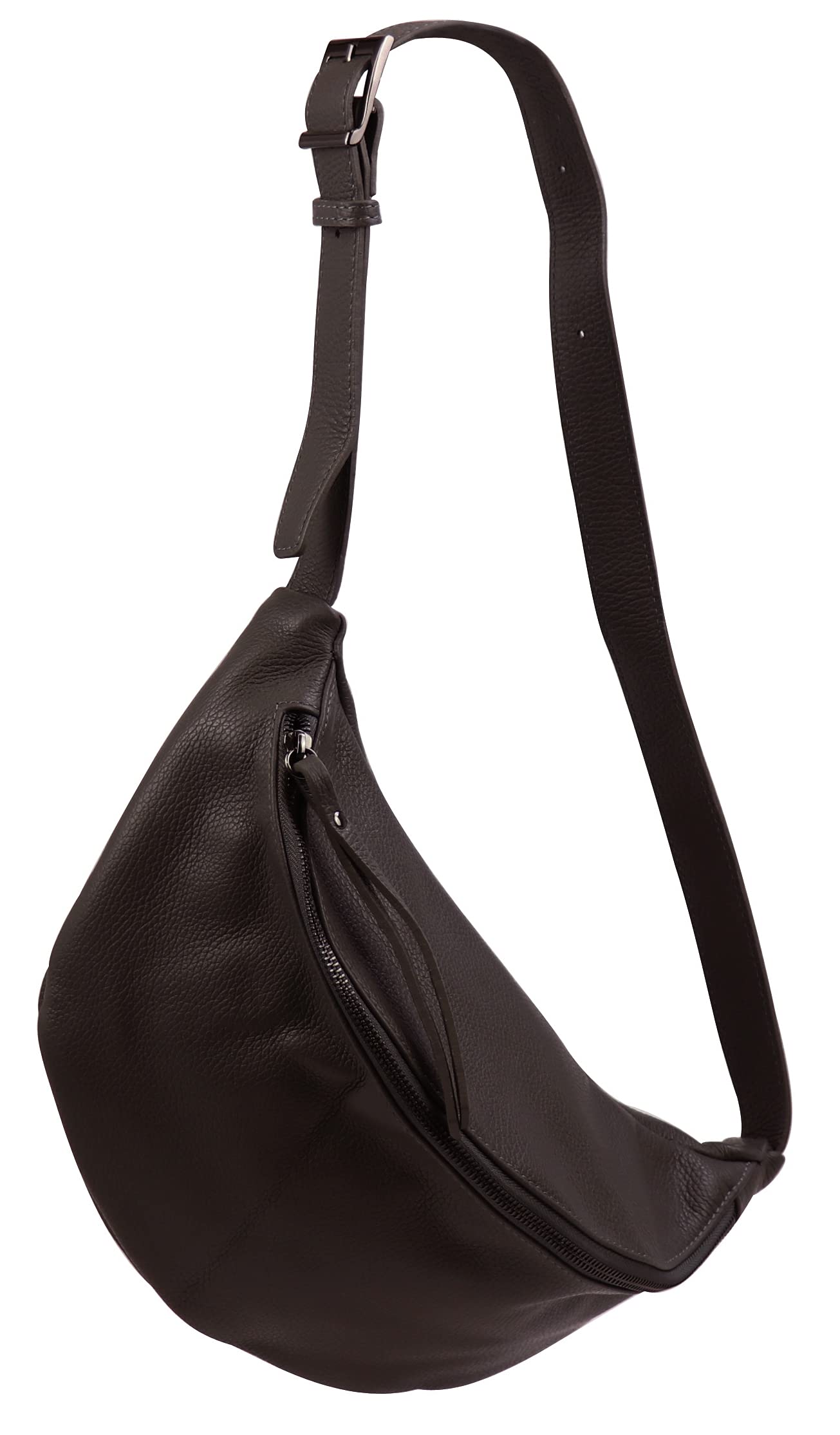 SH Leder Genuine Leather Women's Unisex Chest Bag for Festival Travel Medium Size Waist Bag Crossbody Bag Women Leather Bag 37 x 21 cm Fania G697, dark brown, Gross