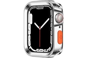 Amizee Rugged Case Compatible with Apple Watch Case Series 9/8/7 45mm Series 6/SE/5/4 44mm, Soft TPU Shockproof Bumper Drop Proof Protective Cover Compatible with iWatch - Plating Silver
