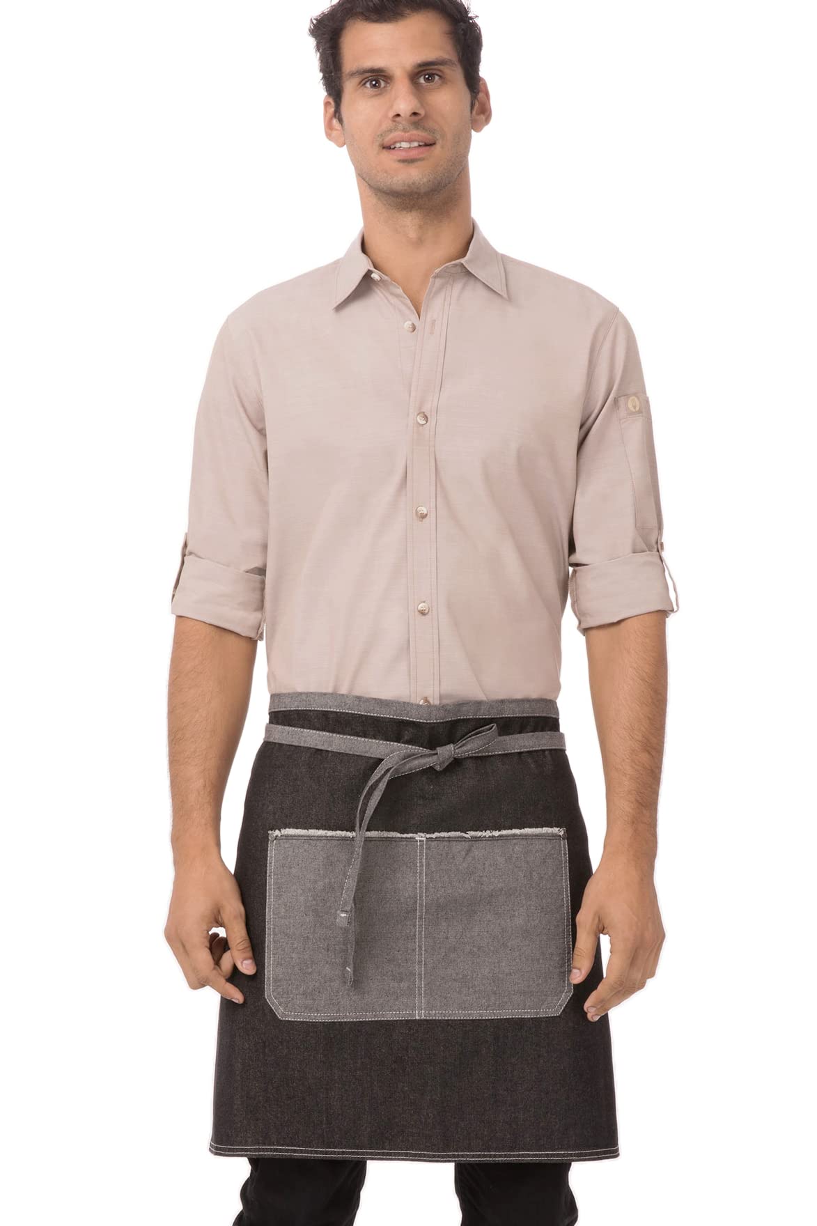 Chef Works AW044-BLK-0 Bronx Half Bistro Apron, Black