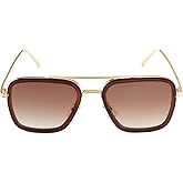 AIEYEZO Tony Stark Sunglasses Vintage Square Metal Frame Eyeglasses for Men Women - Iron Man and Edith Sun Glasses