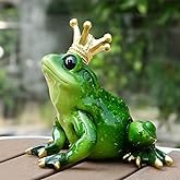 Juliahestia Frog Crown Prince Prime Bedroom Ornament Collectible Cute Figurine Statue Home Office Desk Bookcases Decorations Gifts for Women Sister Lover Room Baby Shower Decor Cake Topper