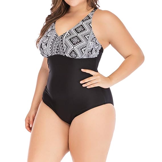 ESAILQ Damen ÜBergrößE KostüM Gepolsterter Badeanzug Monokini Push Up Bikini Sets Bademode