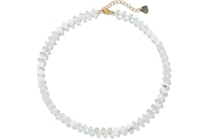 Joya Love Colorful Gemstone Beaded Necklaces For Women Trendy Rainbow Natural Stone Boho Handmade Stainless Steel Waterproof Strand Necklaces Jewelry For Women Gift