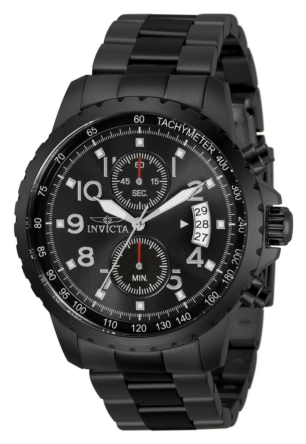 Invicta Men's 13787 Specialty Chronograph Black Dial Black Ion-Plated Stainless Steel Watch Image