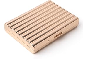 EYIDADAE Women's and Men's Metal Wavy Cigarette Case, Pocket Holder Credit Card Holder Protective Security Wallet Case, Holds 18 100mm Cigarettes (Wavy Gold)