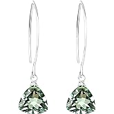 Green Amethyst Quartz Trillion Sterling Silver Earrings