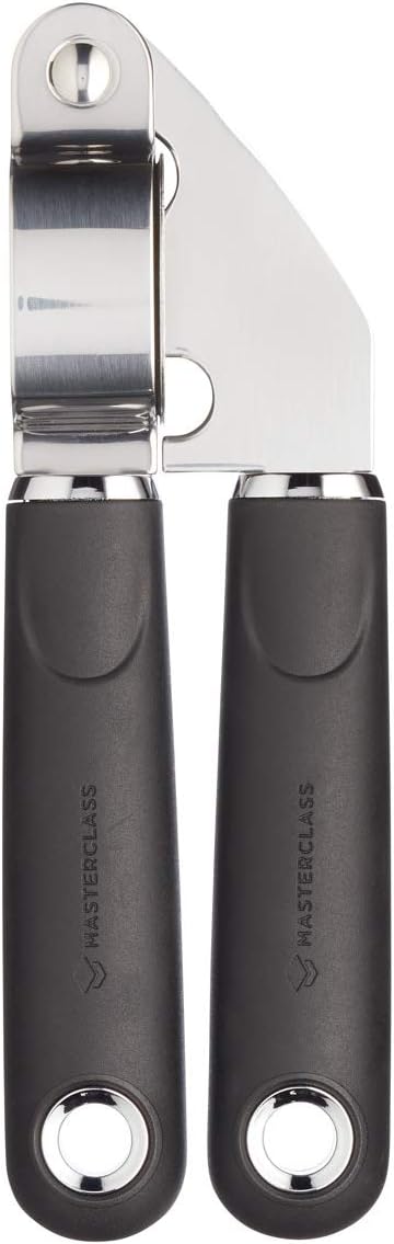 MasterClass Garlic Press with Soft Grip Handle, Stainless Steel, 17.5 cm, Black