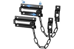 HELEMAN Door Chain Lock Door Latch - 2 Pack Security Safety Locks with 12 Screws, Sturdy Premium Thickened Chain Locks for Inside Door, Child Proof Apartment Front Chain Door Guard, Add Protector and Privacy