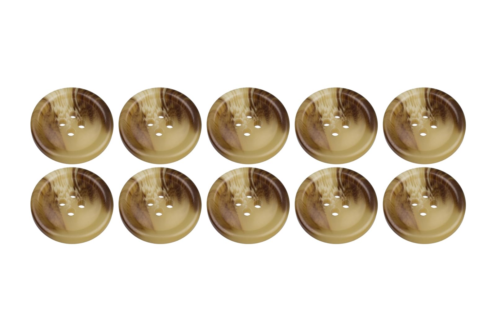 Pack of 10 Light Mixed Brown 23mm Round Faux Horn Sew On Plastic Buttons for Coats Jackets Knitwear Cardigans Flat 4 Holes 36L