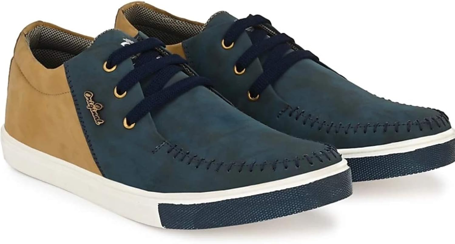 Buy Casual Shoes for Men Blue Beige at Amazon.in