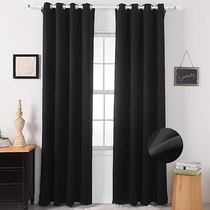 Nauxcen Blackout Curtains 63 Length Black Blackout Curtains For Bedroom Living Room Women Grommet Thermal Insulated Curtains Drapes 2 Panels 50 X 63