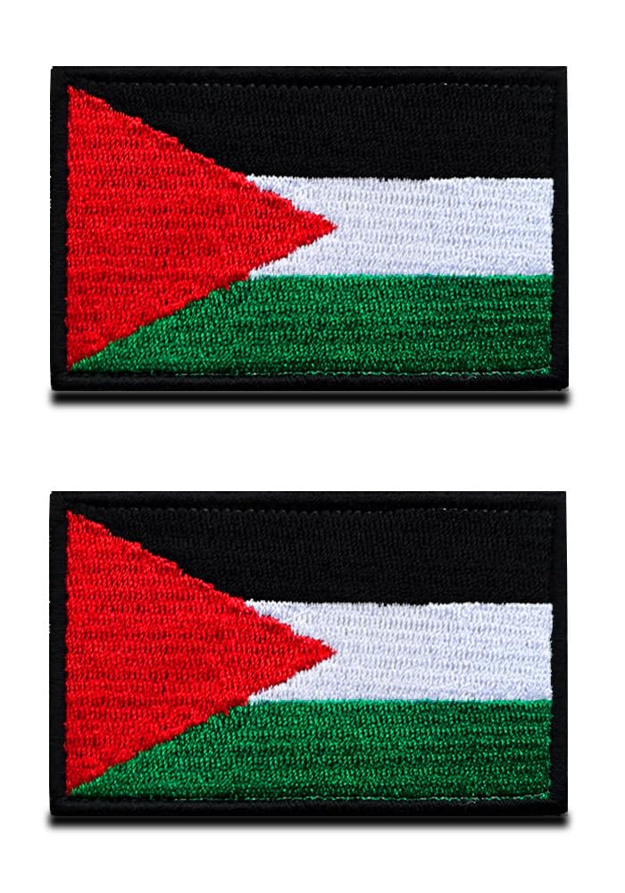 2 Pcs Palestine Flag Patch, Tactical Embroidery Palestinian Middle East Applique Emblem Military Patch with Hook and Loop for Hats Backpack Jackets Clothes Uniform Vest Team Holiday — image 1
