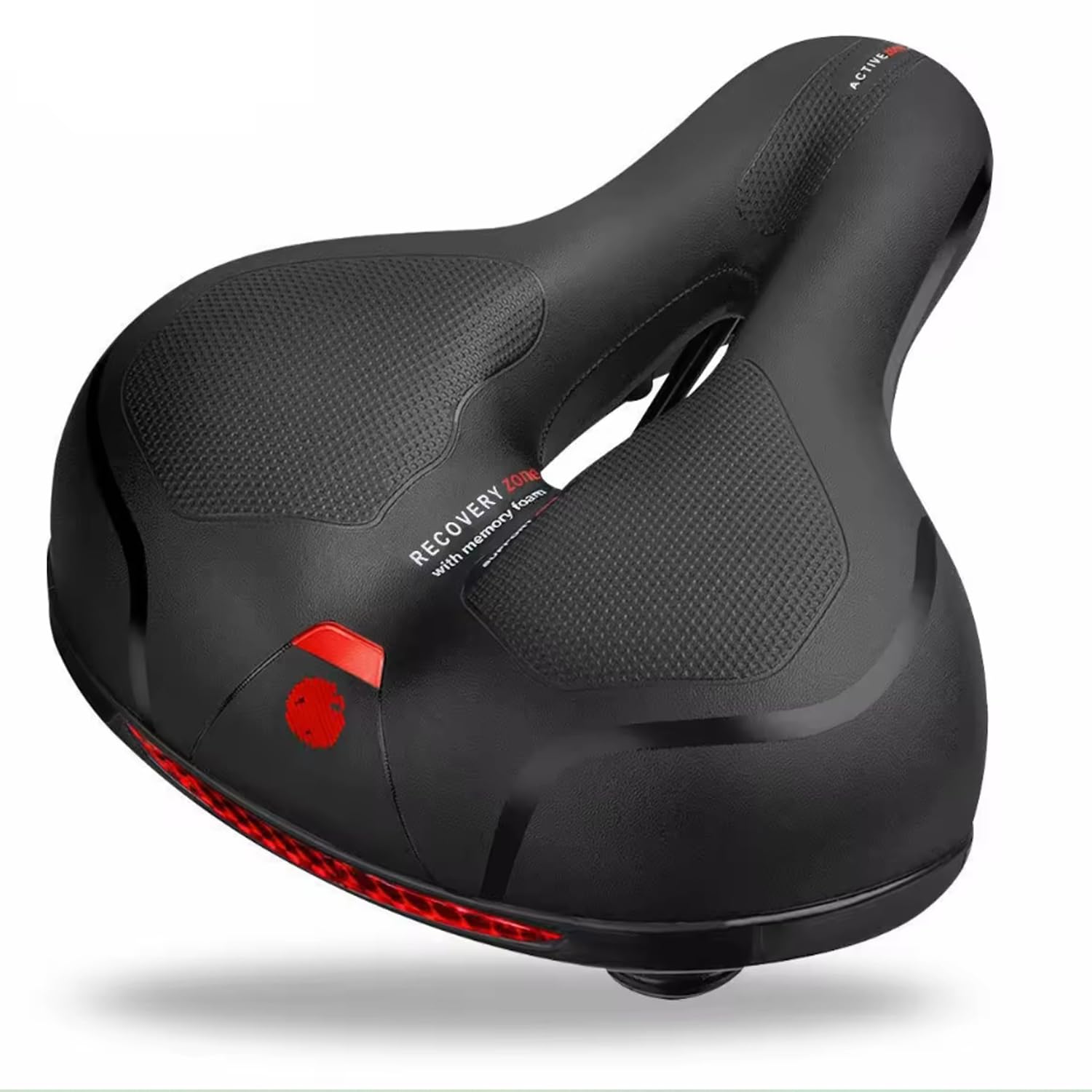 Bike Saddle for Men & Women, Comfortable Memory Foam Bicycle Seat with Reflective Strip, Ergonomic Padded Replacement Bike Seat for MTB, Road, Hybrid, Commuter and Exercise Bikes