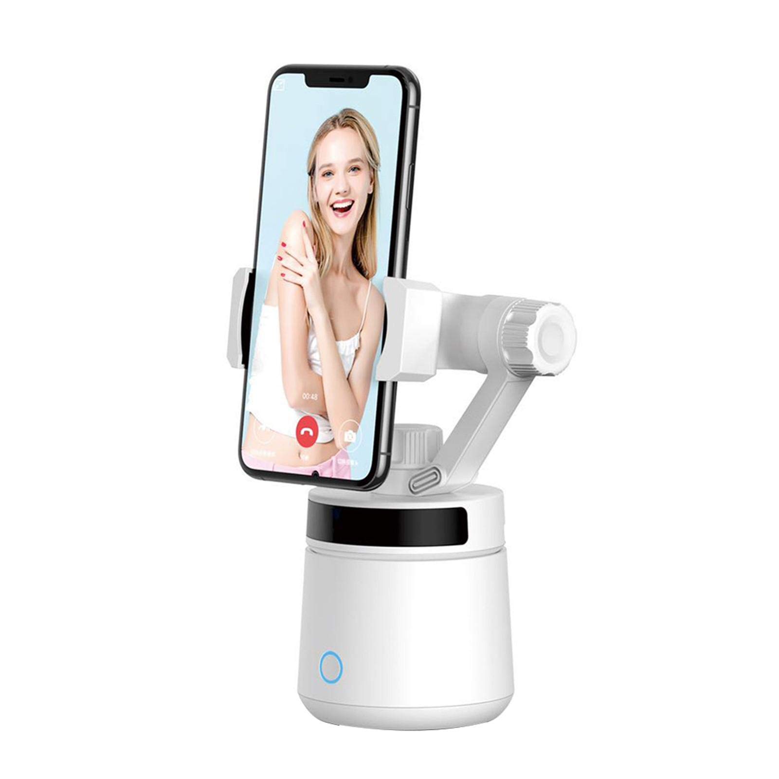Smart Selfie Stick,Auto Tracking Phone Holder,360°Rotation Smart Face Tracking Holder Stabilizer Mount(White)