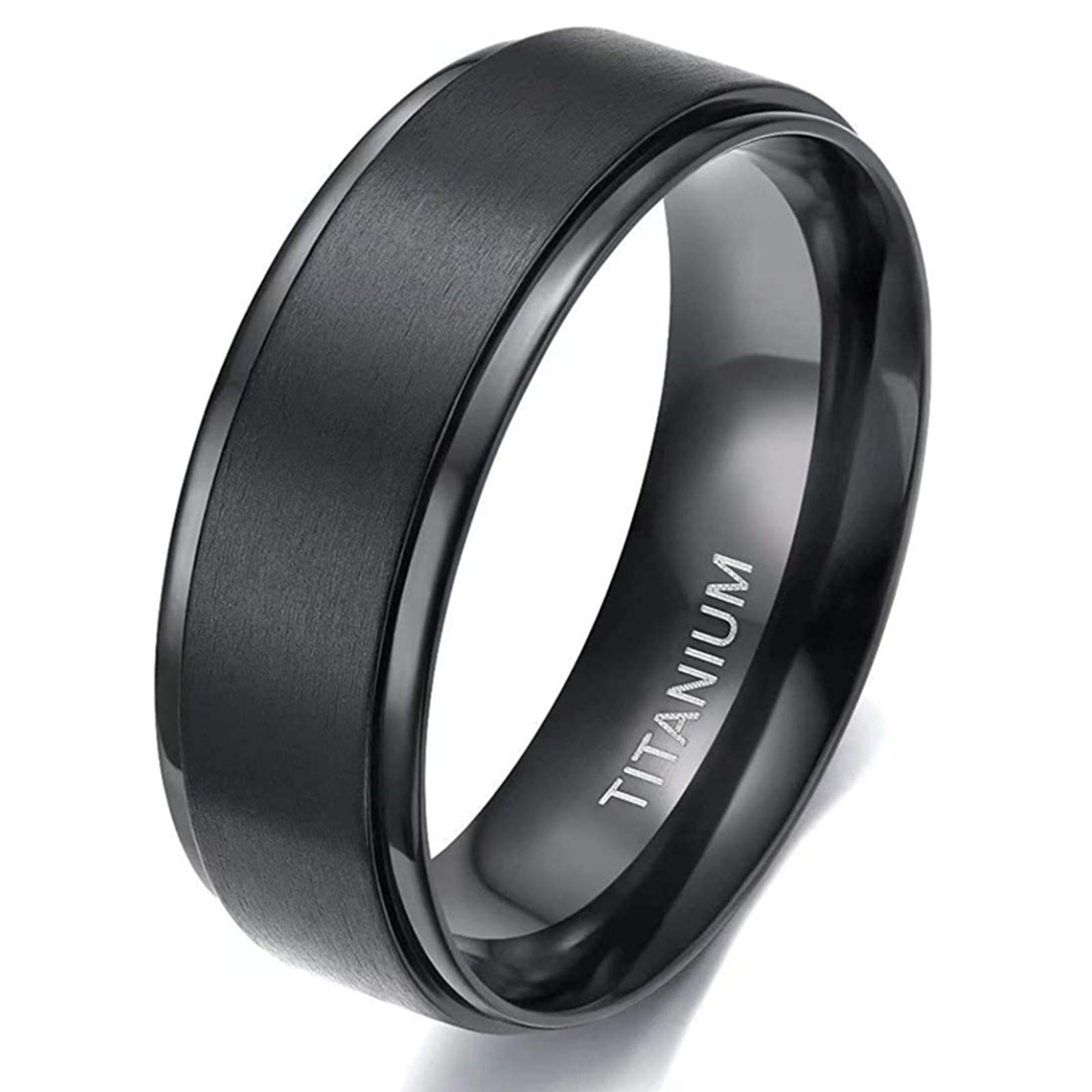 Zakk Men's Women's Titanium Engagement Rings Wedding Band Brushed Black Comfort Fit 4mm 6mm 8mm (8mm,Size V 1/2)
