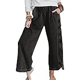 Ainangua Women's Casual Wide Leg Pants High Waist Acid Wash Baggy Palazzo Pants Athletic Lounge Trousers with Pockets