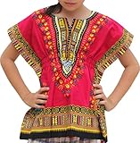 RaanPahMuang Childs African Dashiki Festival Bright Cotton Open Collar Shirt
