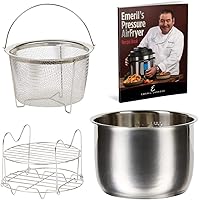 Emeril Everyday 6 QT Pressure Air Fryer, 5 Pc Accessory Pack, Silver